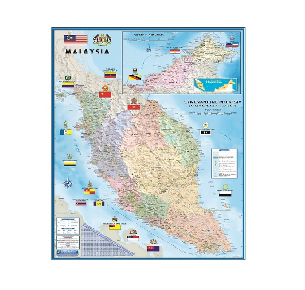 WRITEBEST MAP OF MALAYSIA - LARGE PENINSULA MAP