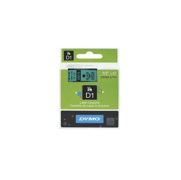 Dymo D1 Label Tapes Black/Green 12mm